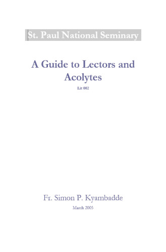 Cover of A Guide to Lectors and Acolytes