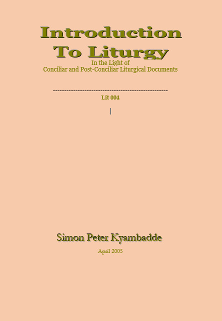 Cover of Introduction to Liturgy part I